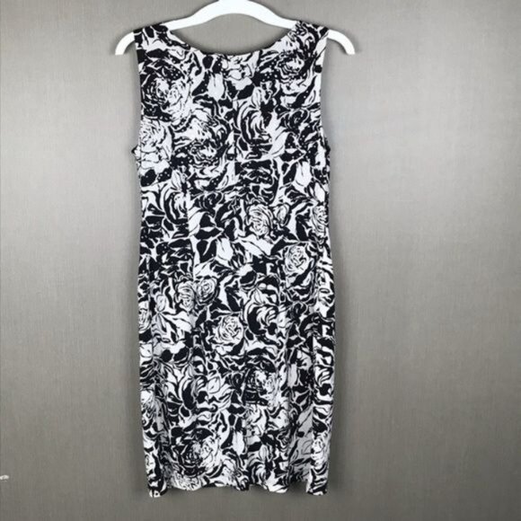 MSK Black & White Floral Sleeveless Dress Size 6 With Subtle Shimmer Detail - Picture 6 of 6